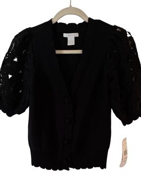 NWT Design History Crochet Puff Cardigan Sz XS
